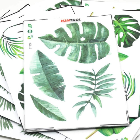 Leaf Wall Decals, H2MTOOL 64 PCS Removable Tropical Plants Stickers for Kids Nursery Room Decor