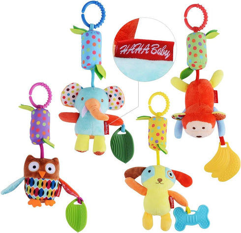 Toys for 0-12 Months - Soft Hanging Crinkle Squeaky Sensory Learning Toy for Infant Newborn Stroller