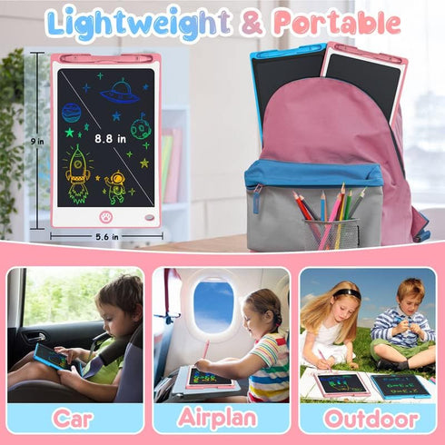 Hockvill LCD Writing Tablet for Kids 8.8 Inch, Drawing Pad for 3-7 Year Olds, Travel Essential Gift
