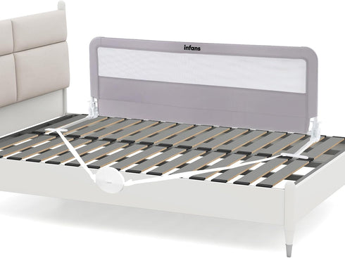 59" INFANS Bed Rail for Toddlers, Foldable Safety Baby Crib Rail Fit for Kids Twin, Extra Long Swing Down Bed Guardrail
