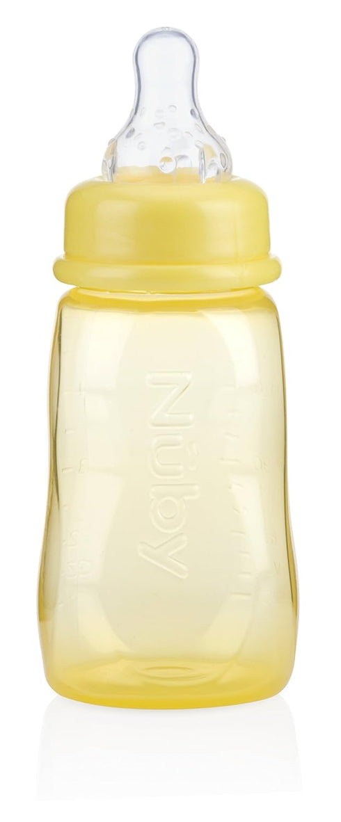 1 Count (Pack 1), Nuby Standard Neck Tinted Feeding Nurser, of Colors May Vary