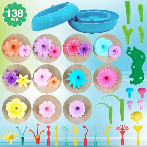 BIRANCO Flower Garden Building Set, 138 PCS Fun Stacking Toys for Toddlers Age 3-6, Educational STEM Gardening Gift