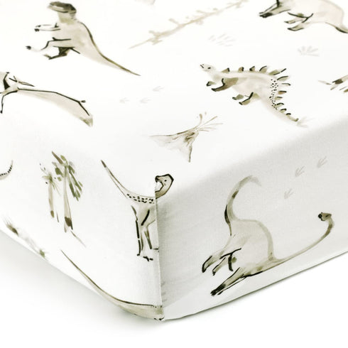GRSSDER Stretch Ultra Soft Jersey Knit Fitted Crib Sheets Set 2 Pack, Fit All Standard Crib Mattress Pads, Dinosaur