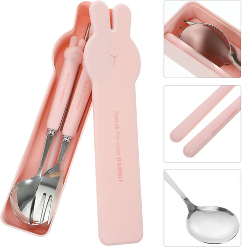 TOPPERFUN 4 Set PCS Travel Utensils with Case, Portable Stainless Steel Reusable Cutlery for Lunch Box, Includes Spoon