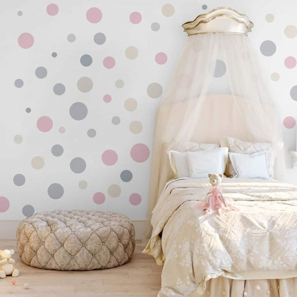 Runtoo 117 Pcs Polka Dot Wall Decals for Girls Bedroom, Colorful Boho Modern Wall Art Stickers Kids Nursery Decor