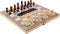 Wooden 3-in-1 Folding Board Game Toy, Chess & Checkers & Backgammon, Portable Travel Tabletop Game