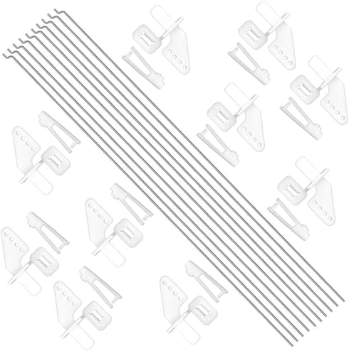 WMYCONGCONG 10 PCS Steel Pushrod Parts 1.2x260mm + 10 PCS Nylon Micro Control Horns 20x11mm for RC Airplane