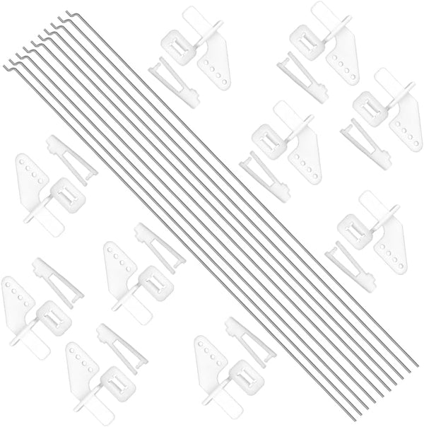 WMYCONGCONG 10 PCS Steel Pushrod Parts 1.2x260mm + 10 PCS Nylon Micro Control Horns 20x11mm for RC Airplane