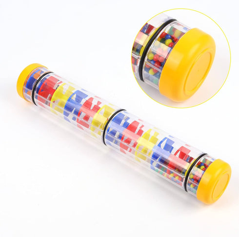 Rainmaker 12 inch Rain stick for babies Rattle Tube Rain Stick Shaker Music Sensory Auditory Instrument Toy For baby child girl (12 inch Yellow)