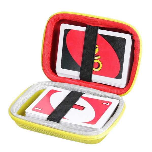 Anleo Hard Travel Case for Mattel UNO Classic Card Game (Only Case) (Yellow+Red)