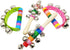 4 Pcs Vivid Color Rainbow Handle Wooden Bells, Jingle Stick Shaker Rattle with 5/10 Jingle Bells for Kids