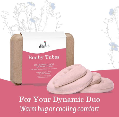 Earth Mama Booby Tubes, Gel-Free Hot & Cold Compress Nursing Packs for Tender Breasts, 4.2-Ounce