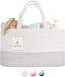 Luxury Little Diaper Caddy Organizer, Extra Large Cotton Rope Nursery Basket for Baby Diaper Storage, Portable Car
