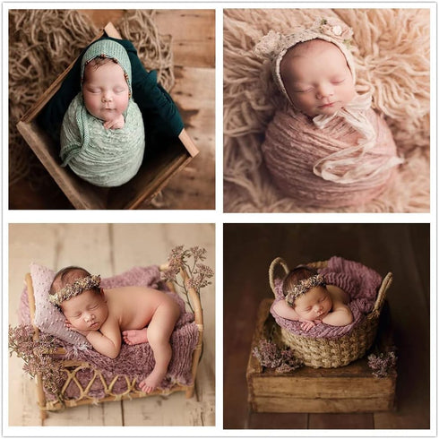 Coberllus Newborn Baby Photography Props Blanket, Ripple Swaddle Wrap for Boy Girls Photo Shoot