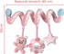 Infant Baby Pink Pig Spiral Activity Hanging Toys for Car Seat, Stroller Bar, Crib Mobile with Mirror