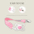 Dodo Babies Pacifier Clip with Case Set, 5-Piece Set, Pink & Gray Prints, Universal Binkie Clip & Holder