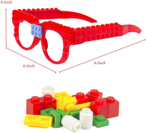Woby Party Favor for Kids, Building Block Glasses DIY Stacking Block Bricks Party Glasses, 9 Pcs