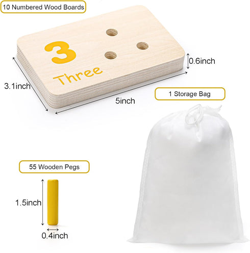 Suwimut Wooden Counting Peg Board, Math Manipulatives for Kindergarten, Montessori Educational Toys for Kids
