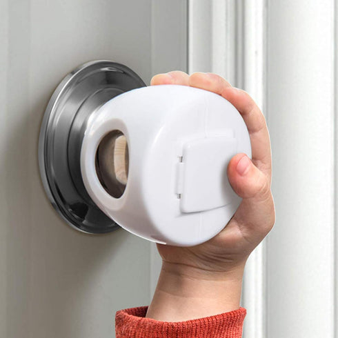 Door Knob Safety Cover for Kids, Child Proof Door Knob Covers, Baby Safety Handle Lockable Design (4 Pack)