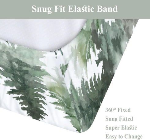 ZoUbqchY 32''16'' Watercolor Green Pine Trees Baby Changing Pad Covers for Boy Girl Gender Neutral Trees Fitted Change