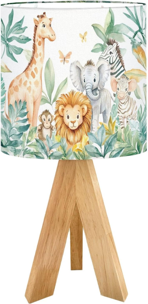 JCFANGALLERY Cute Kids Bedside Desk Table Lamp Watercolor Jungle Animal Forest Lion Monkey