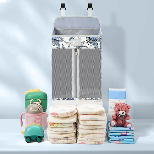 EUBUY Changing Table Diaper Organizer, Nursery Caddy Organizer for Cribs Playard Baby Essentials Storage, Oxford Fabric