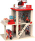 Wooden Fire Station Playset, Multicolor 3-Level Dollhouse with Figures and Accessories for Kids Age 3+