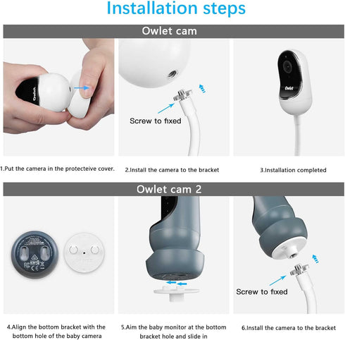 Baby Monitor Wall Mount for Owlet Cam 2 / Smart Cam, 360° Holder/Shelf/Stand for Crib Nursery