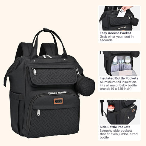 Backpack, Pack BabbleRoo Diaper Bag Multifunction Nappy Changing Bag with Changing Pad, Stroller Straps & Pacifier