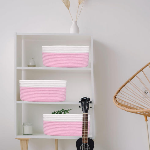 ABenkle Small Woven Basket - Cute 12"x 8" x 5" Rope Room Shelf Storage Basket for Toys