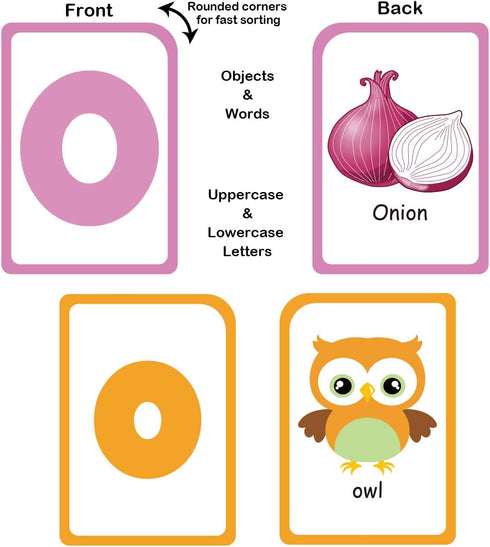Alphabet Flash Cards for Toddlers: Teach ABC Letters & Words, 52 Double-Sided Uppercase and Lowercase Cards for