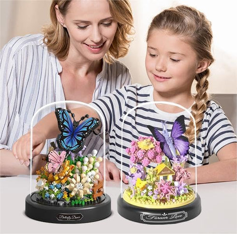 582 Sets, PCS Micro Brick Flower Butterfly Bouquet Building Animals Botanical Collection Blocks Model for Adult