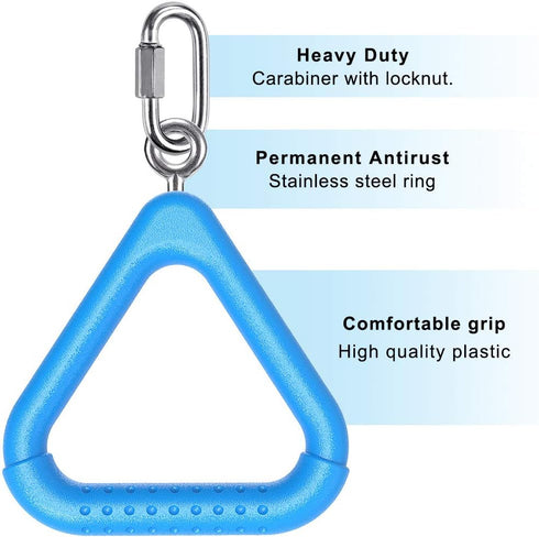 Dolibest 4Pcs Trapeze Swing Bar Rings with Carabiners for Ninja Swing Set Accessories, Monkey Ring Toys for Kids