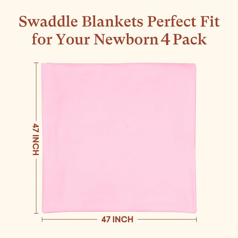 4-Pack 47"x47" Premium Swaddle Blankets for Babies-Soft Lightweight Receiving Blanket, for Swaddling, Newborn