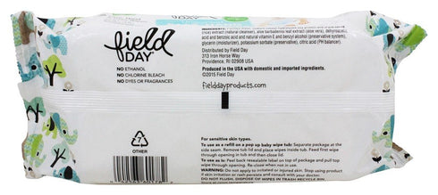 Field Day Pack 72 - Eco-Friendly Baby Wipes Resealable Refill Unscented - Wipe(s)