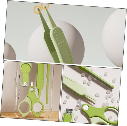 Set Trimmer ORFOFE Nail Clipper with Nail and Scissors for Newborns and Infants, Portable Green Grooming Kit for Travel