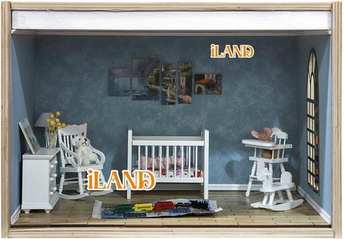 iLAND Large Wooden Display Box for Collectibles, Diorama Case, Quick-build Unfinished 15.7“ x 11” x 11“
