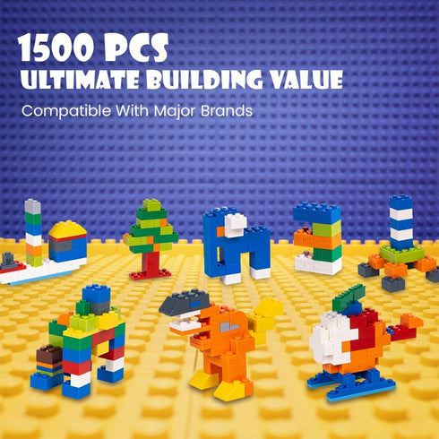 1500 Set 6 Lekebaby Classic Pieces Building Bricks Kit Basic Brick for Kids Creative Play, Compatible with All Major