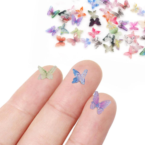 QUPIVA 60Pcs Mini Resin Butterflies, Miniature Dollhouse Accessories Tiny Butterflies for Crafts, Mini Resin Animals