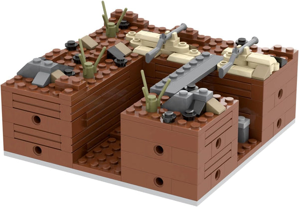 WW2 Battlefield Left Corner Military Block Set, 200PCS, Suitable for MOC Military Secondary Creation