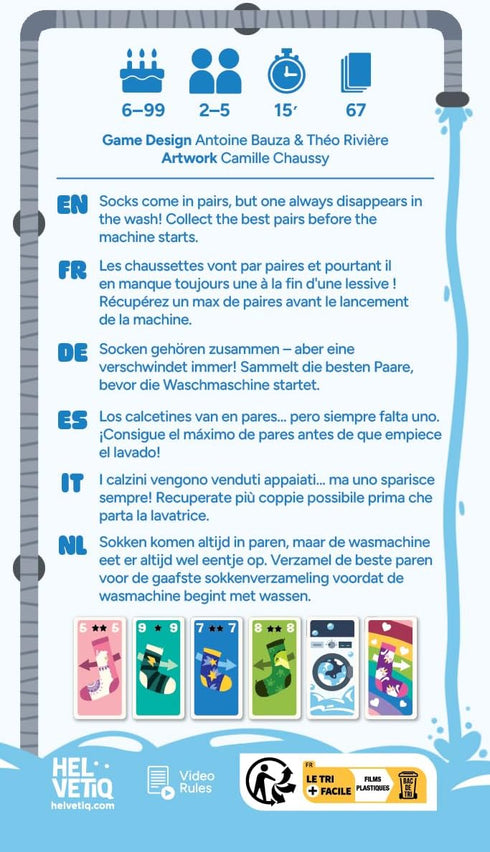 Set 6+, 2-5 15 Helvetiq Oh, My Socks Card Game -Fast-Paced Sock Matching & Collection Strategy Game for Families