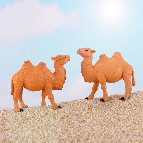 Hand Painted Camel Figurines, Miniature Animal Statue for Cake Toppers, Moss Landscape Decoration (20pcs)