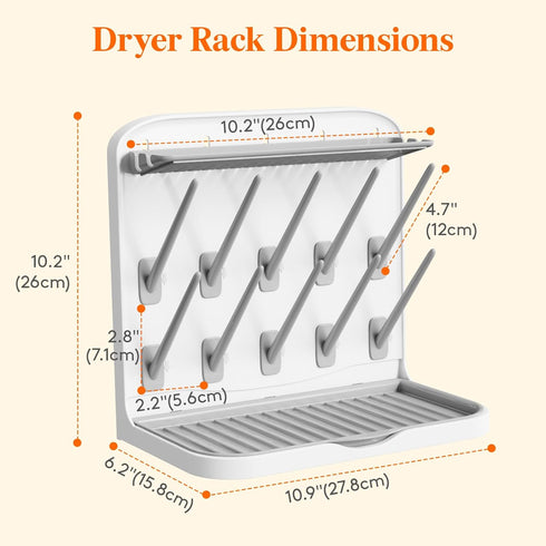 10 Countertop Lifewit Baby Bottle Drying Rack with Hooks, Newborn Essentials Must Haves, Holder Organizer for Baby