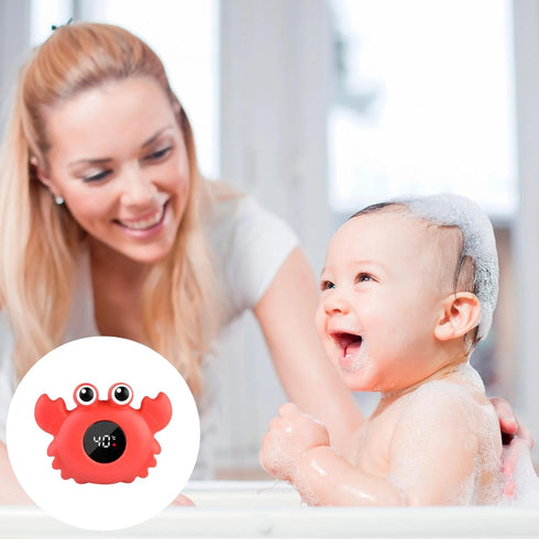 Kronabelle Floating Crab Bath Thermometer, LCD Display, Waterproof Temperature Sensor, Red