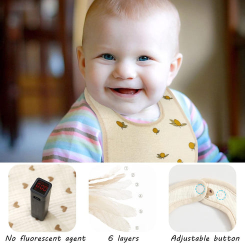 Muslin Baby Drooling Bibs Unisex Soft & Absorbent Multi-Layer Baby Bibs for Drooling and Teething Boys Girls