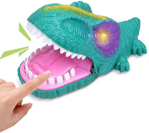 Snappy Dinosaur Dentist Classic Bite Finger Game - Funny Family Party Tabletop Game with LED Light