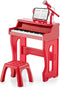 HONEY JOY Kids Piano, 37-Key Red Kids Keyboard Piano w/ Music Stand