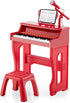 HONEY JOY Kids Piano, 37-Key Red Kids Keyboard Piano w/ Music Stand
