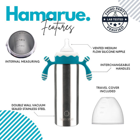 3-in-1 8 oz) Deluxe Stainless Steel Sippy Cup for Babies and Toddlers | Non-Toxic Plastic Free Liquid Transfer | Straw