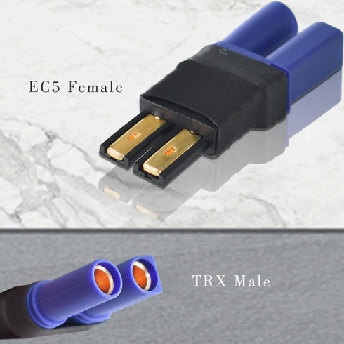 2 Pair RC LiPo Battery Connector Adapter for TRX/Traxxas Lipo Battery Plug to EC5 Male Female Connectors
